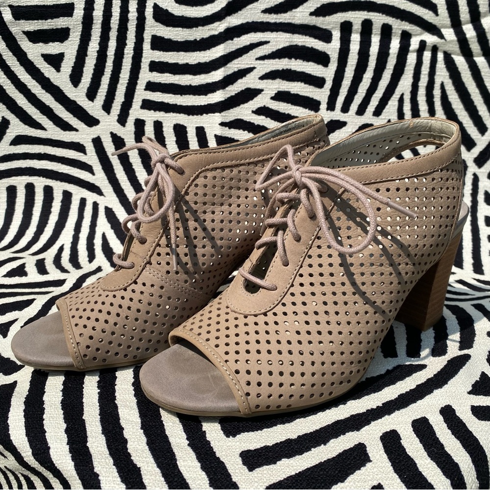 Franco Sarto Perforated Peep-Toe Booties Size 8